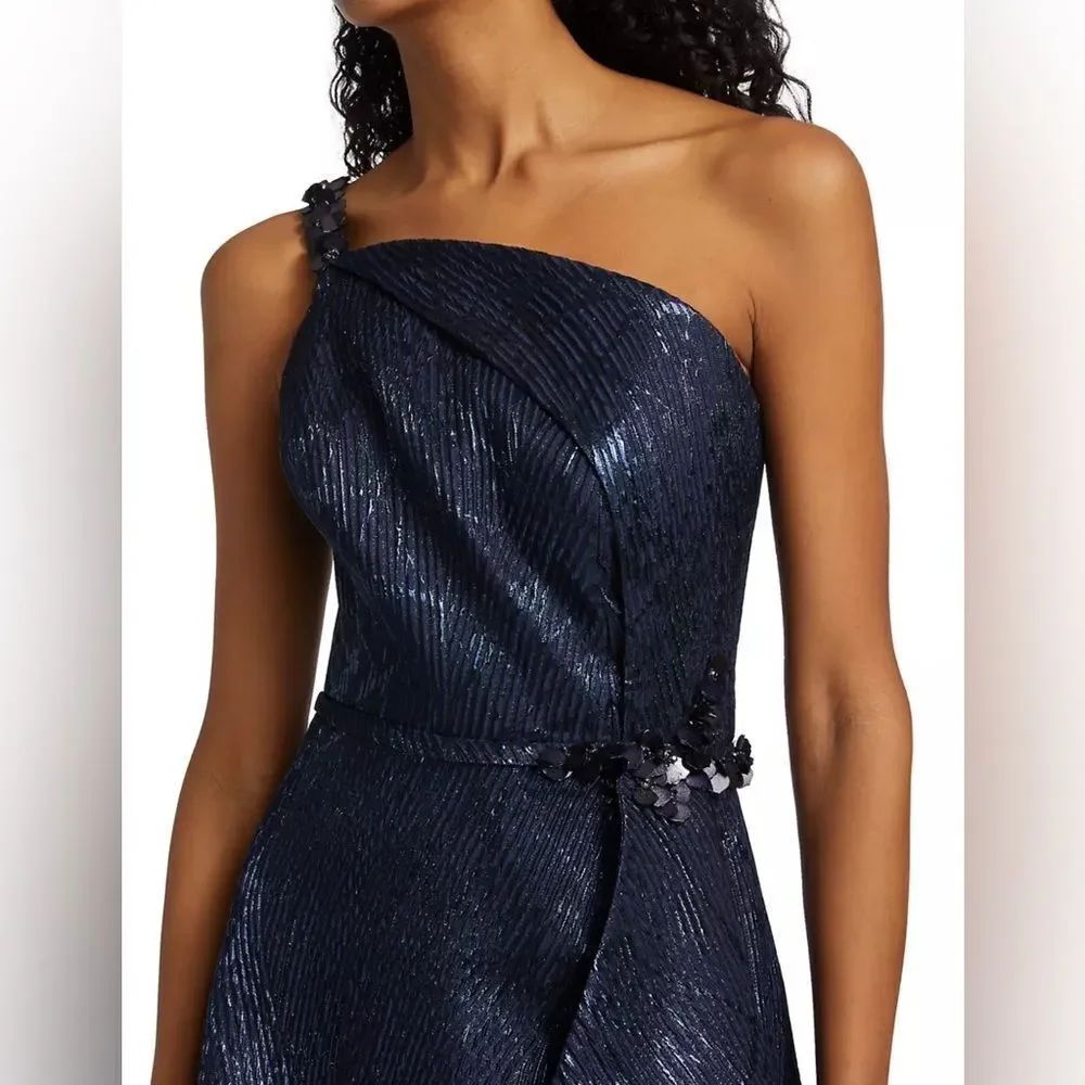Teri Jon By Rickie Freeman Embellished One-Shoulder Midi-Dress Size 18 — image 5 of 8